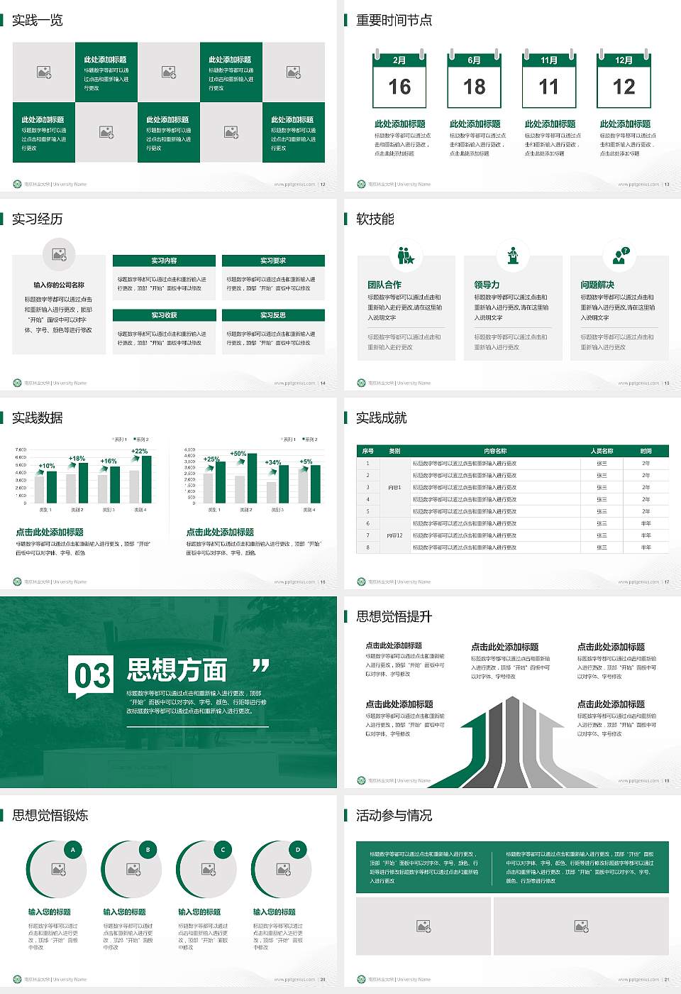 南京林业大学专用国家奖学金答辩PPT模板16:9格式幻灯片预览图3