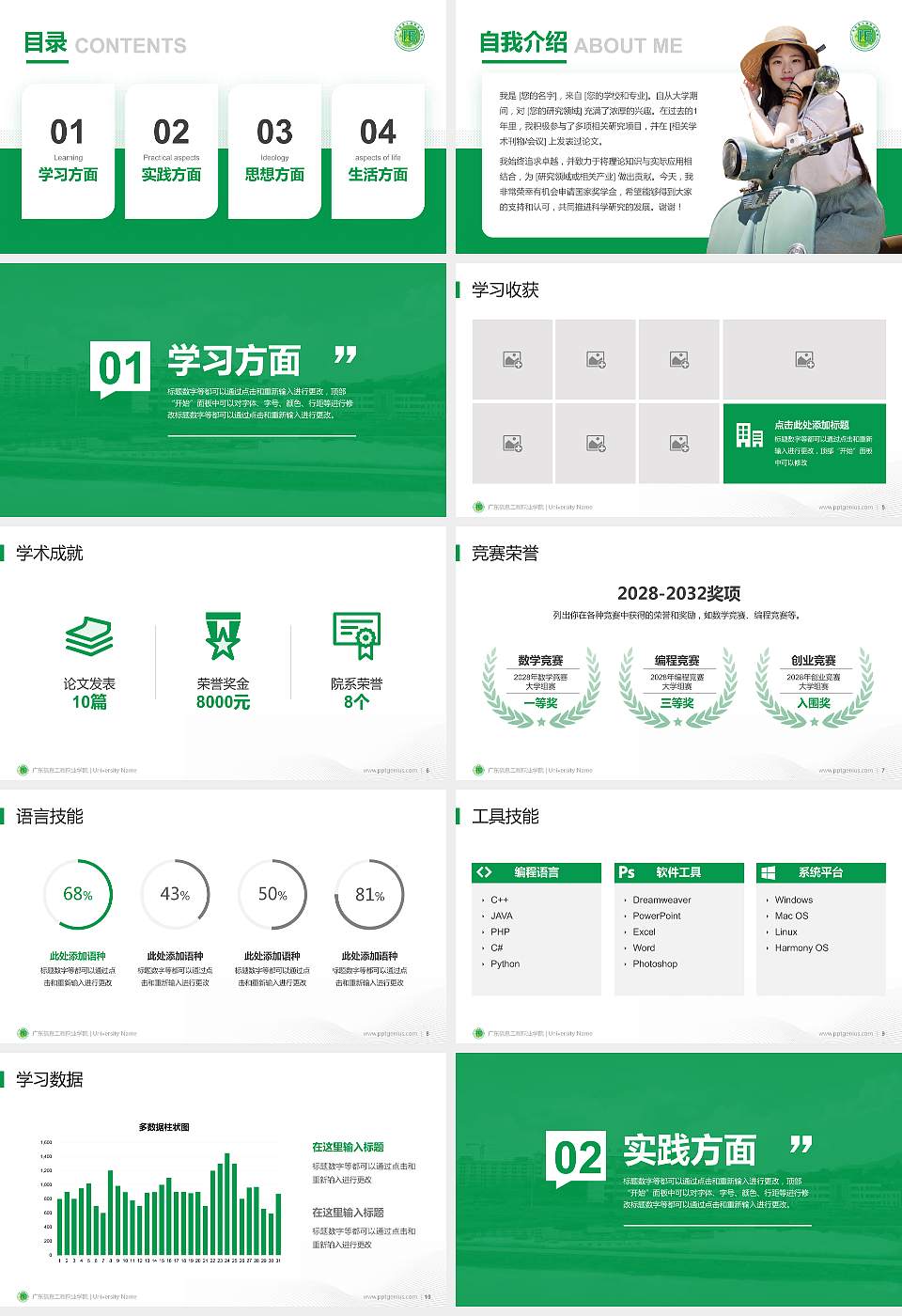 广东信息工程职业学院专用国家奖学金答辩PPT模板16:9格式幻灯片预览图2