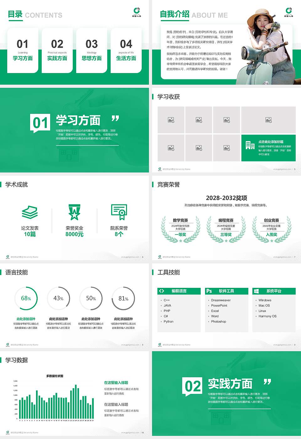 保险职业学院专用国家奖学金答辩PPT模板16:9格式幻灯片预览图2