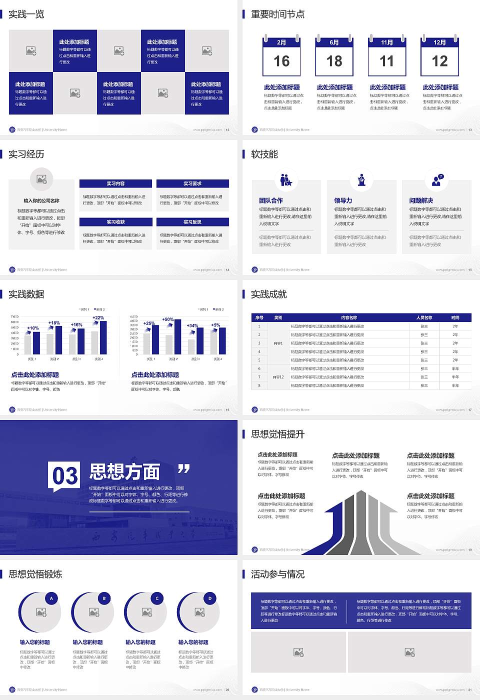 西安汽车职业大学专用国家奖学金答辩PPT模板16:9格式幻灯片预览图3