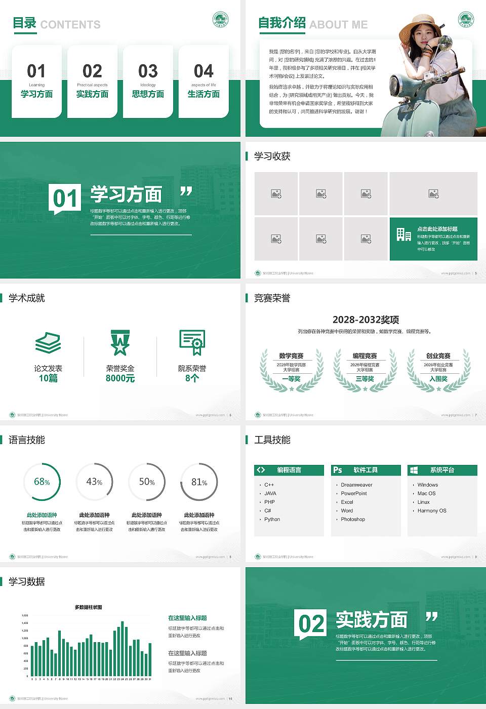 泉州理工职业学院专用国家奖学金答辩PPT模板16:9格式幻灯片预览图2