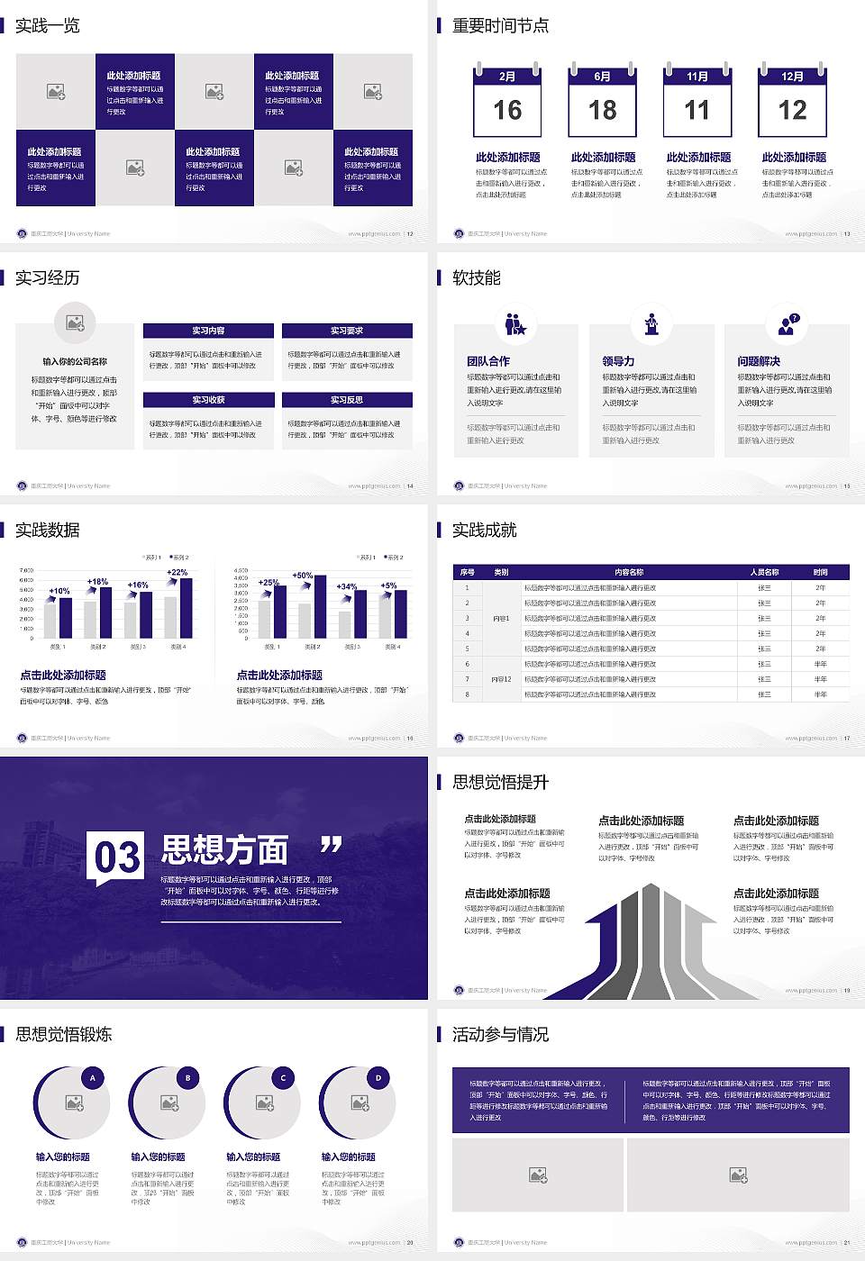 重庆工商大学专用国家奖学金答辩PPT模板16:9格式幻灯片预览图3