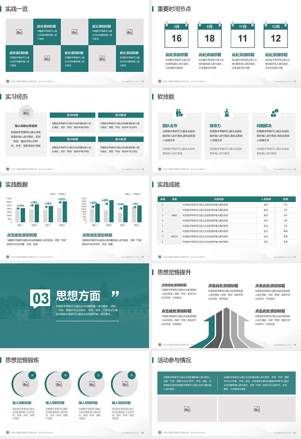 中国人民解放军陆军边海防学院专用国家奖学金答辩PPT模板16:9格式幻灯片预览图3