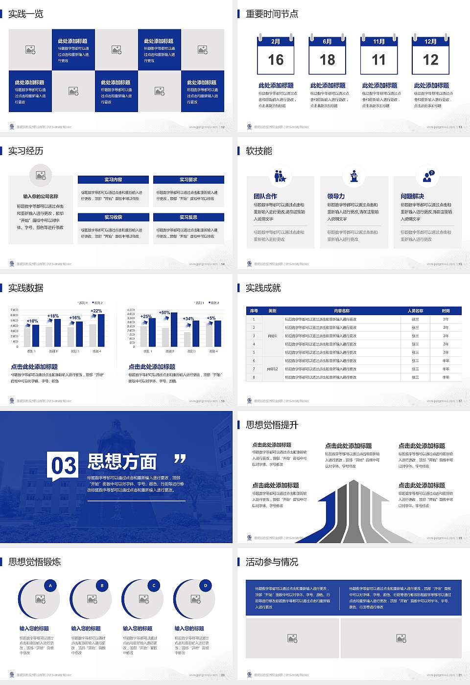 重庆信息技术职业学院专用国家奖学金答辩PPT模板16:9格式幻灯片预览图3