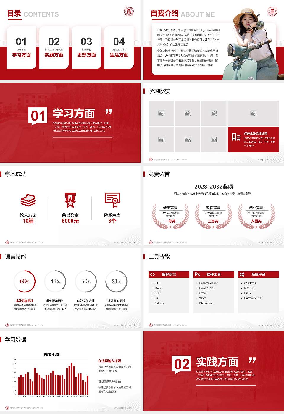 陇南师范高等专科学校专用国家奖学金答辩PPT模板16:9格式幻灯片预览图2