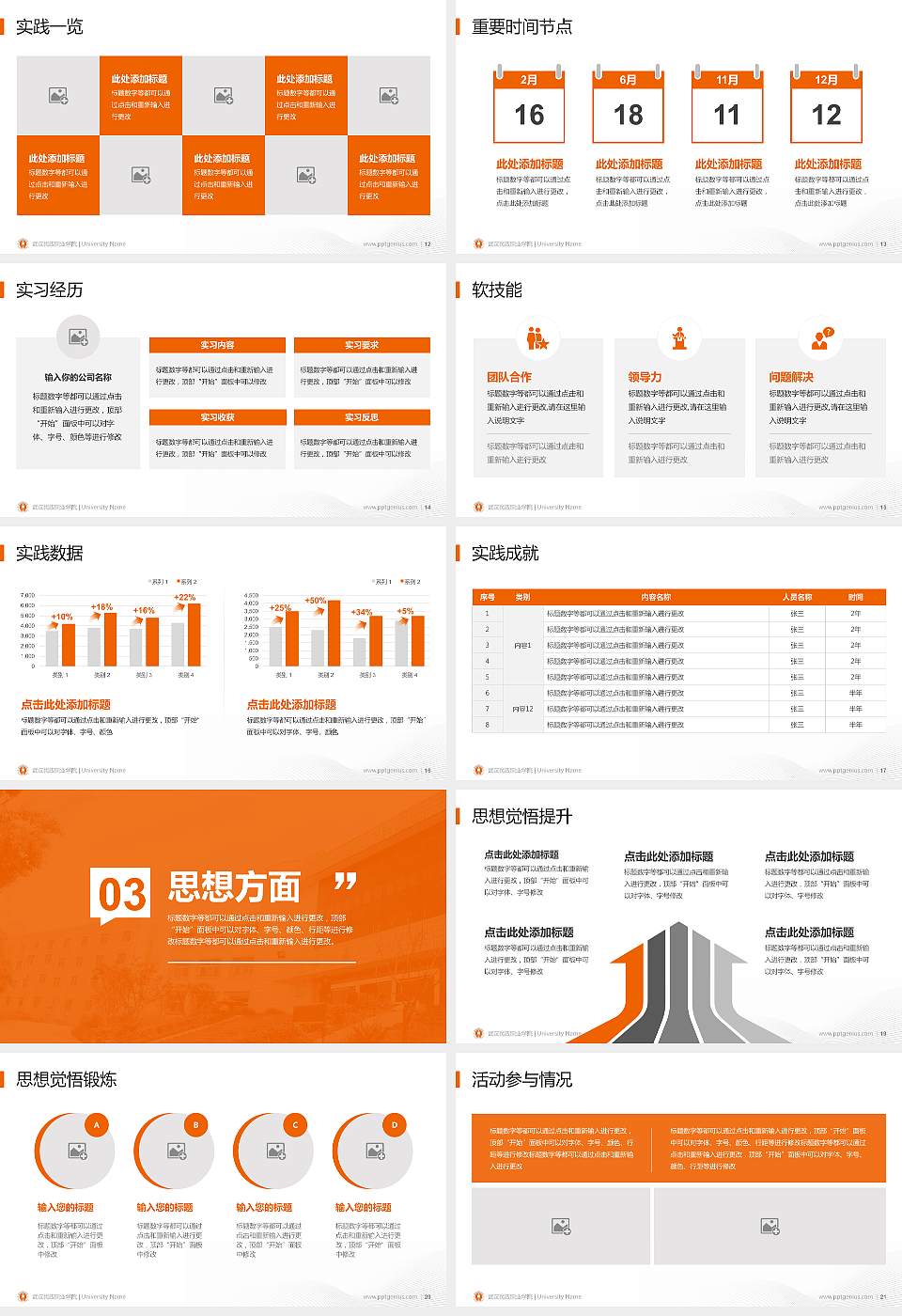 武汉民政职业学院专用国家奖学金答辩PPT模板16:9格式幻灯片预览图3