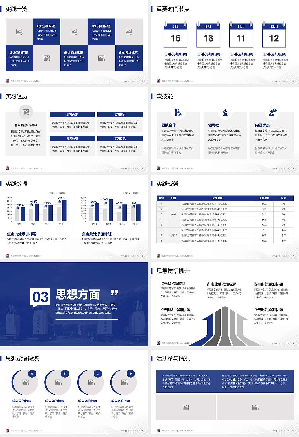 西南大学西塔学院专用国家奖学金答辩PPT模板16:9格式幻灯片预览图3