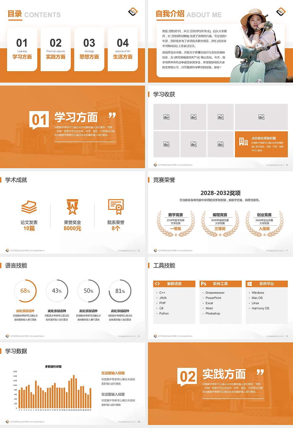 辽宁机电职业技术学院专用国家奖学金答辩PPT模板16:9格式幻灯片预览图2