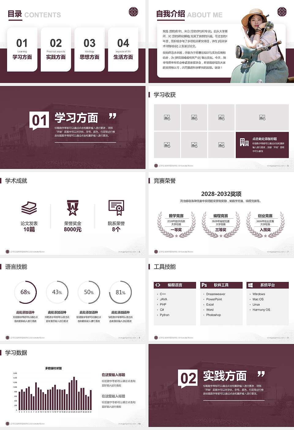辽宁交通高等专科学校专用国家奖学金答辩PPT模板16:9格式幻灯片预览图2