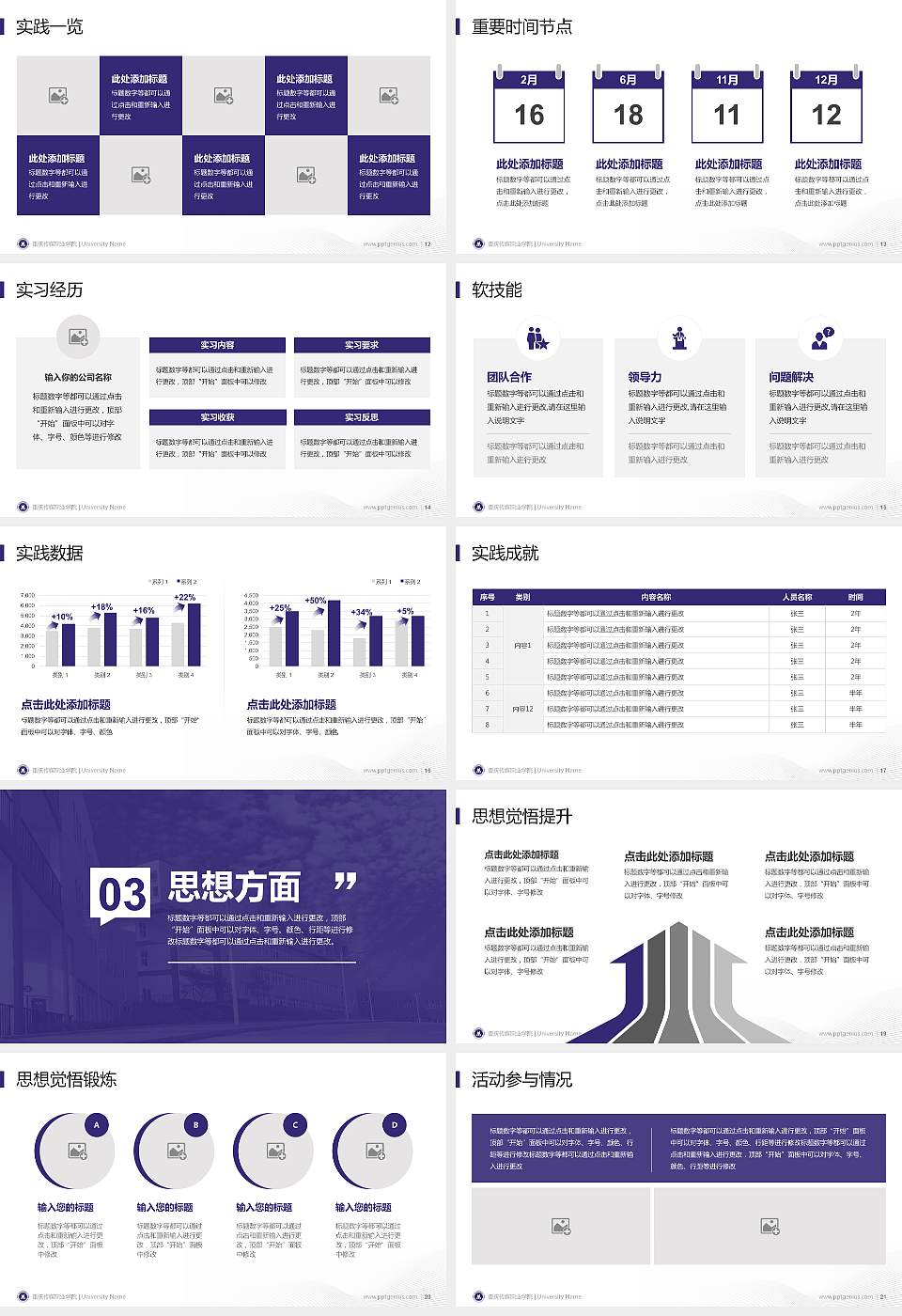 重庆传媒职业学院专用国家奖学金答辩PPT模板16:9格式幻灯片预览图3