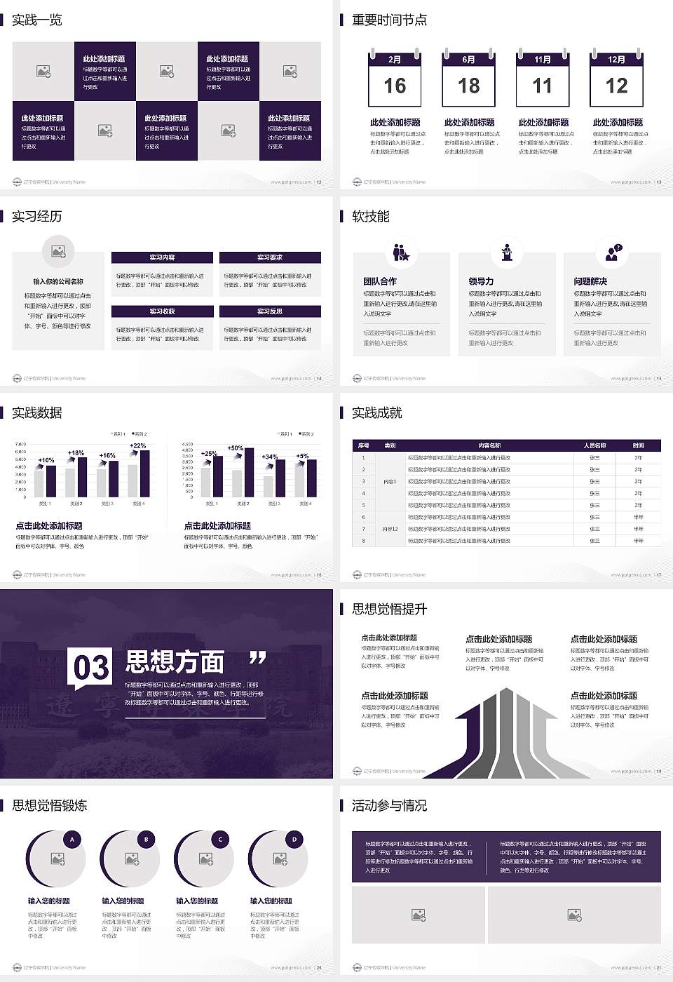 辽宁传媒学院专用国家奖学金答辩PPT模板16:9格式幻灯片预览图3