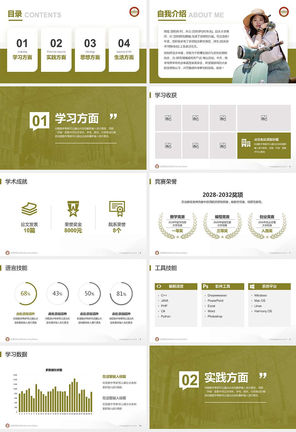 沈阳药科大学专用国家奖学金答辩PPT模板16:9格式幻灯片预览图2