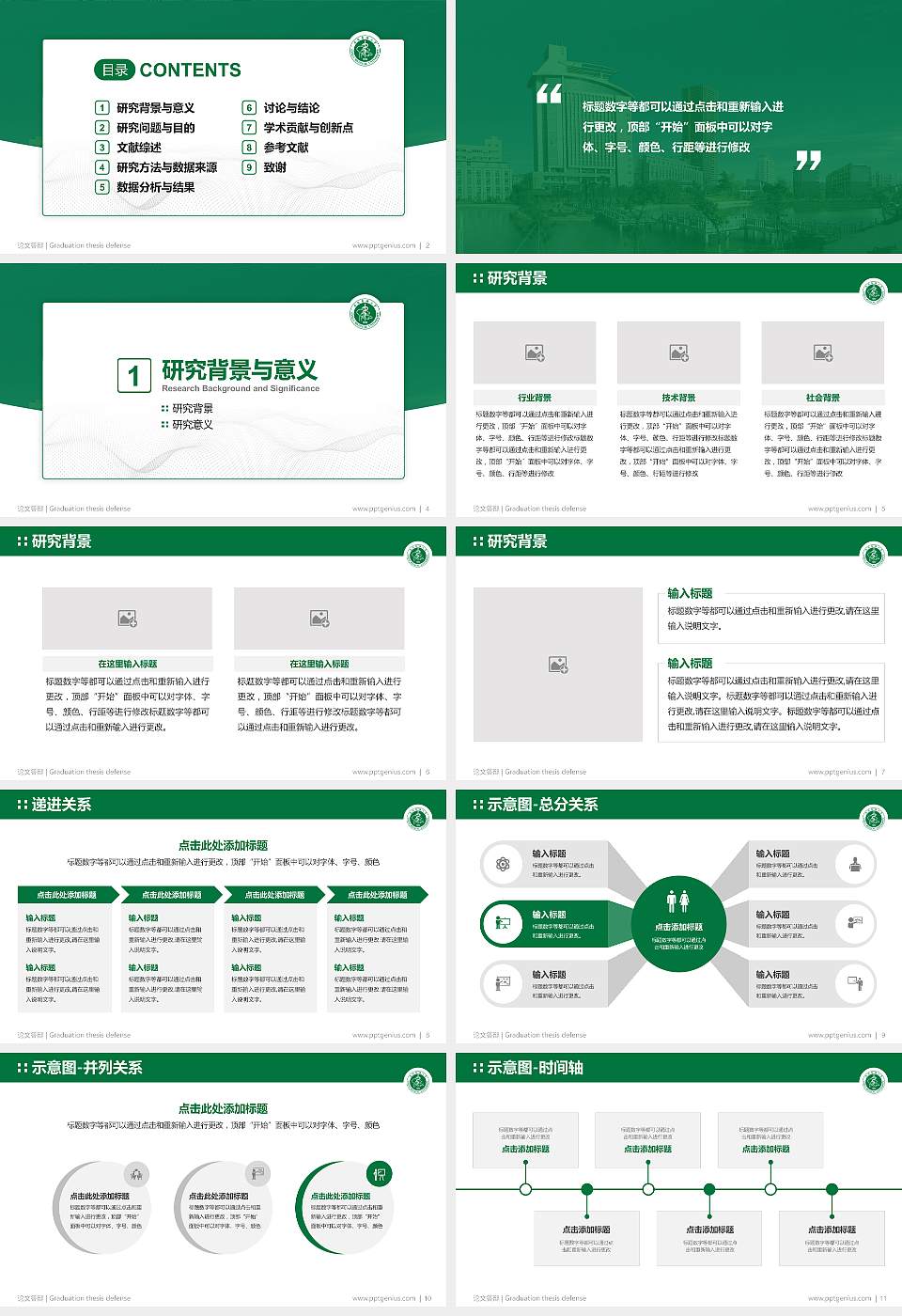 安徽医科大学论文答辩标准PPT模板16:9格式幻灯片预览图2