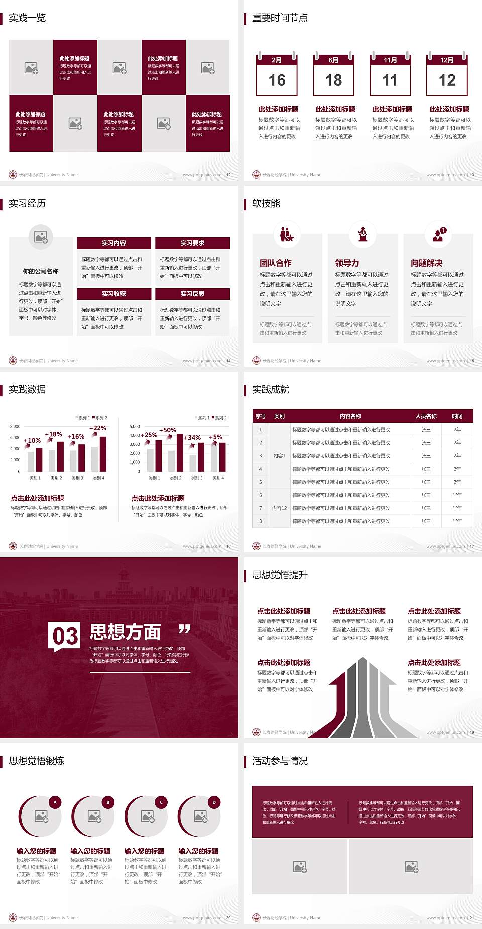 长春财经学院专用国家奖学金答辩PPT模板4:3格式幻灯片预览图3