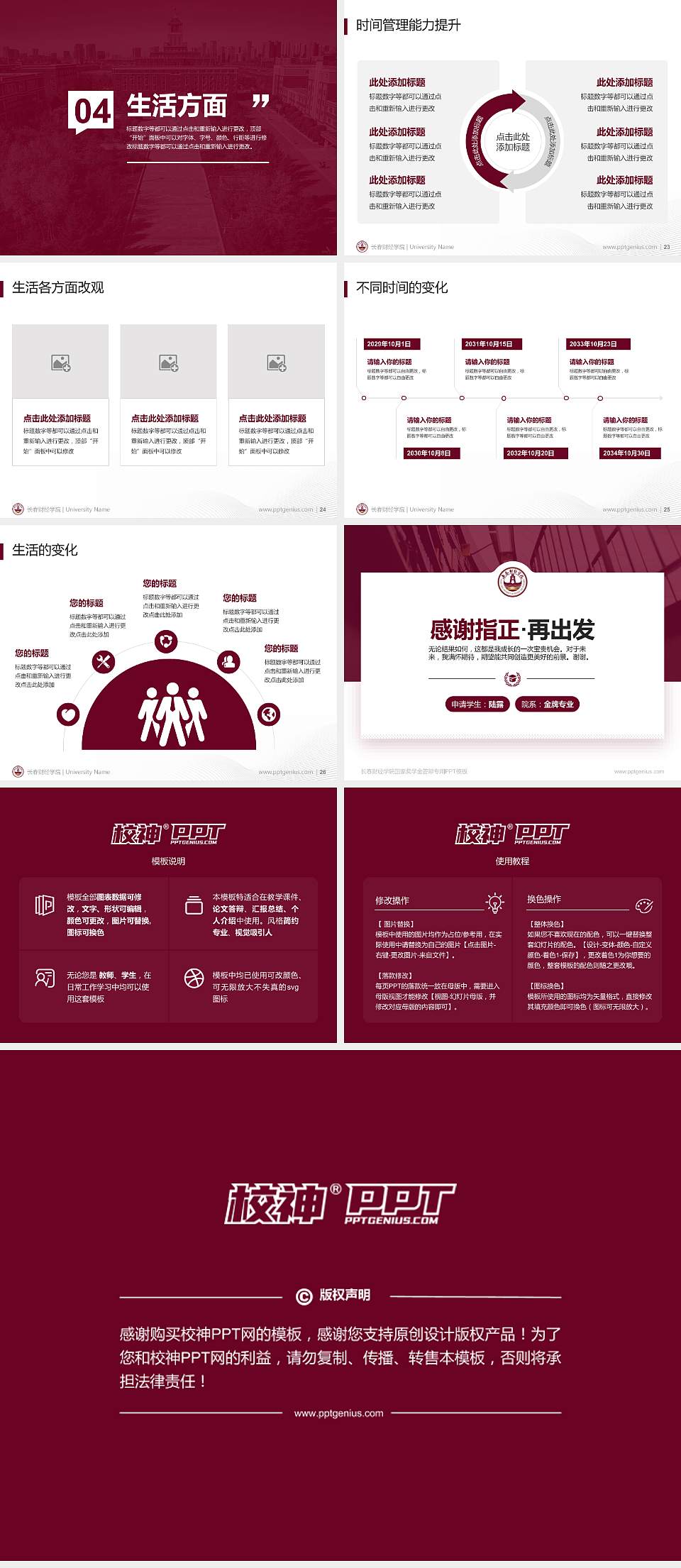 长春财经学院专用国家奖学金答辩PPT模板4:3格式幻灯片预览图4