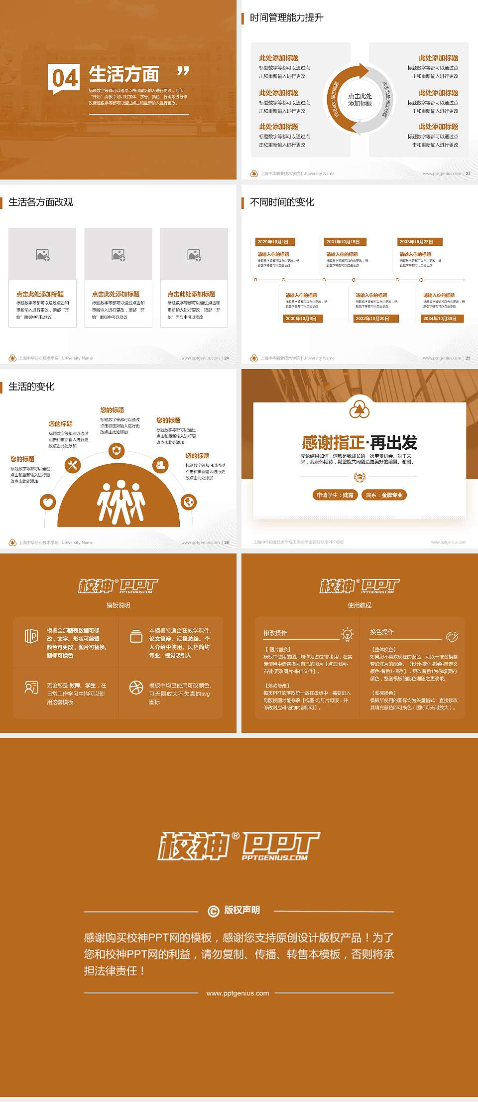 上海中华职业技术学院专用国家奖学金答辩PPT模板4:3格式幻灯片预览图4