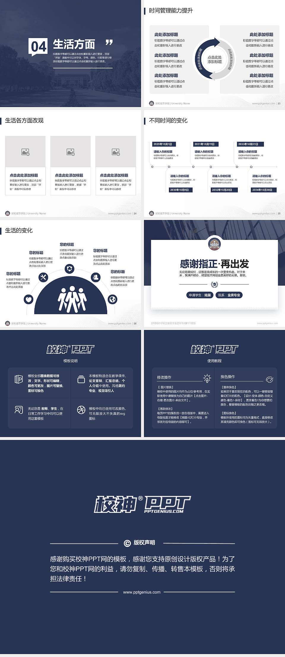 昆明城市学院专用国家奖学金答辩PPT模板4:3格式幻灯片预览图4