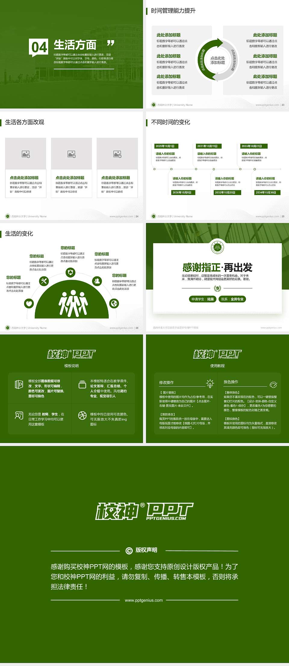 西南林业大学专用国家奖学金答辩PPT模板4:3格式幻灯片预览图4