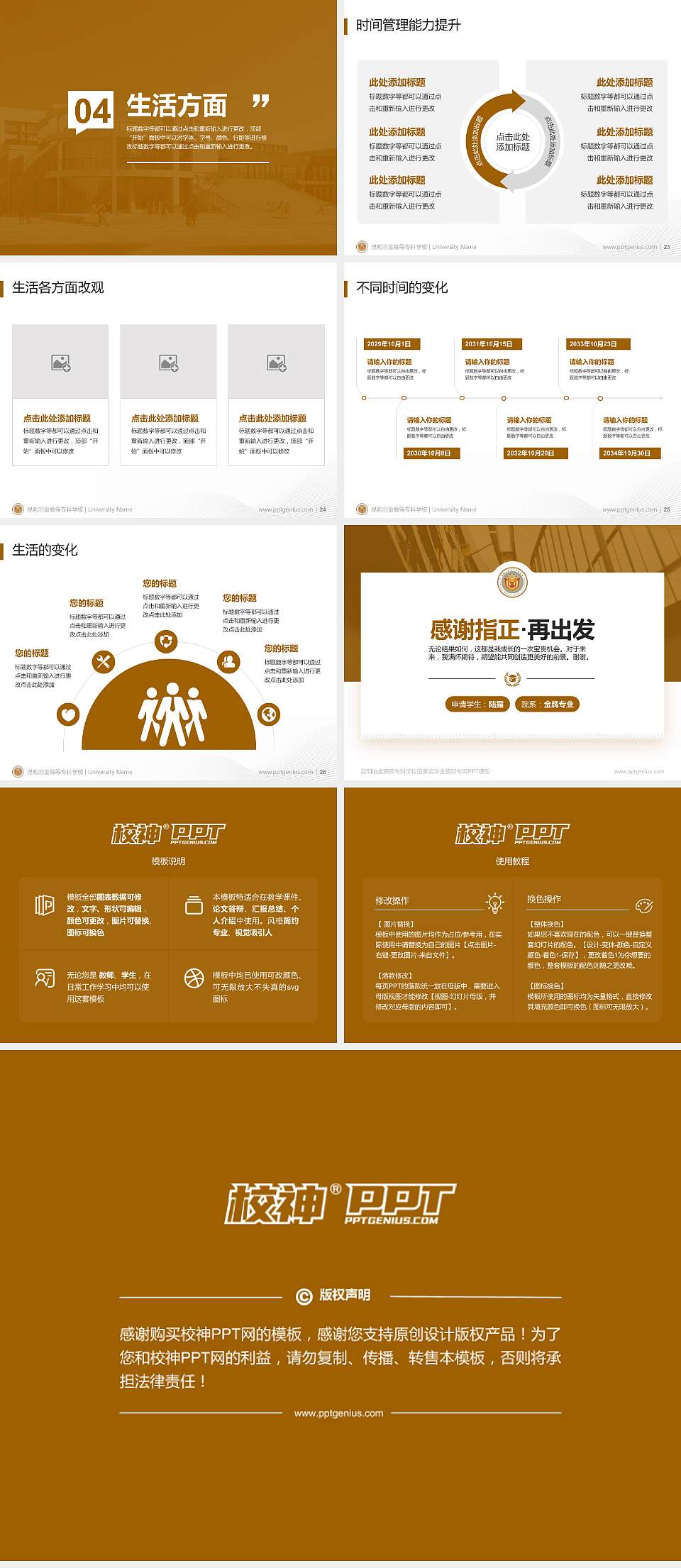 昆明冶金高等专科学校专用国家奖学金答辩PPT模板4:3格式幻灯片预览图4