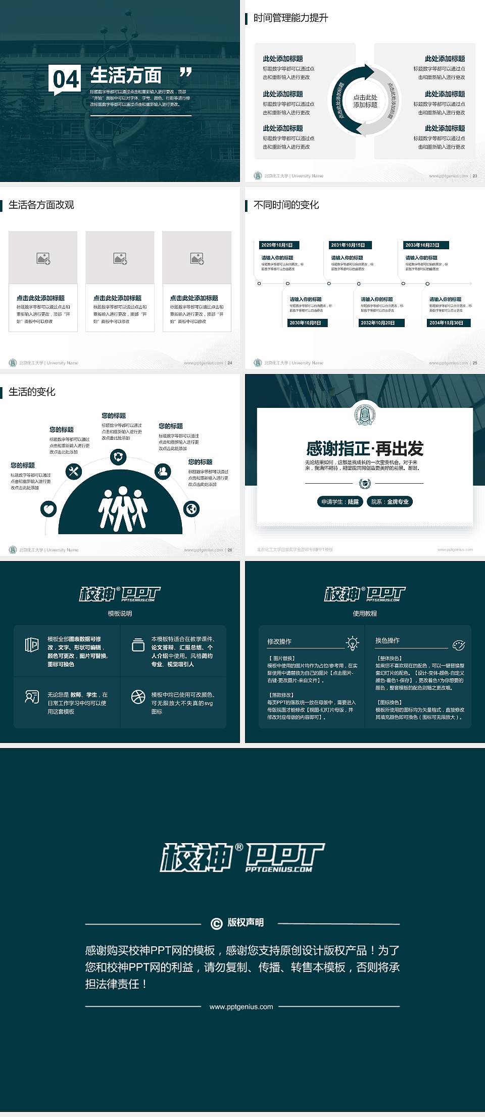 北京化工大学专用国家奖学金答辩PPT模板4:3格式幻灯片预览图4