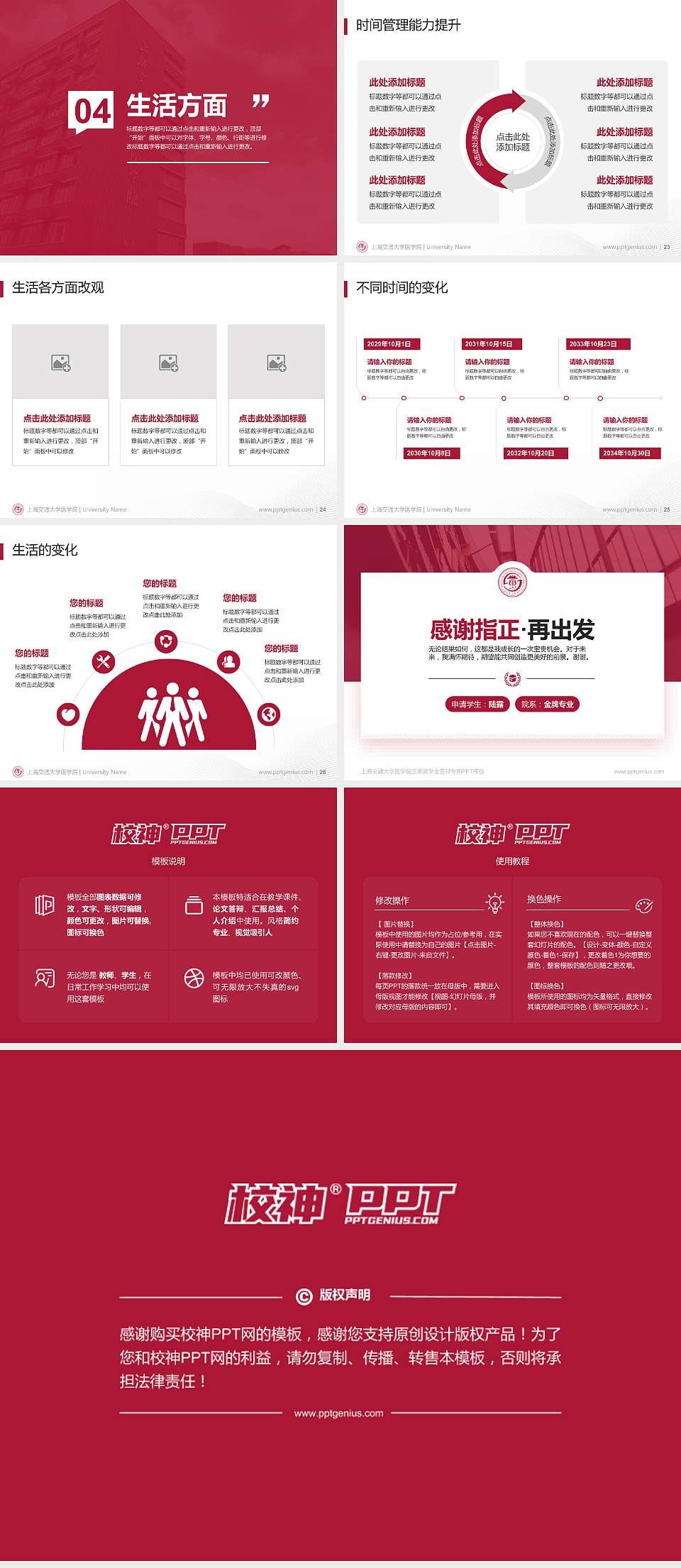 上海交通大学医学院专用国家奖学金答辩PPT模板4:3格式幻灯片预览图4