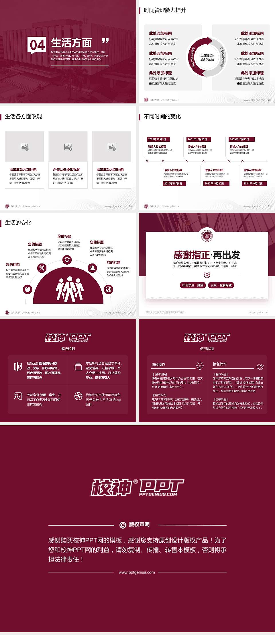 深圳大学专用国家奖学金答辩PPT模板4:3格式幻灯片预览图4