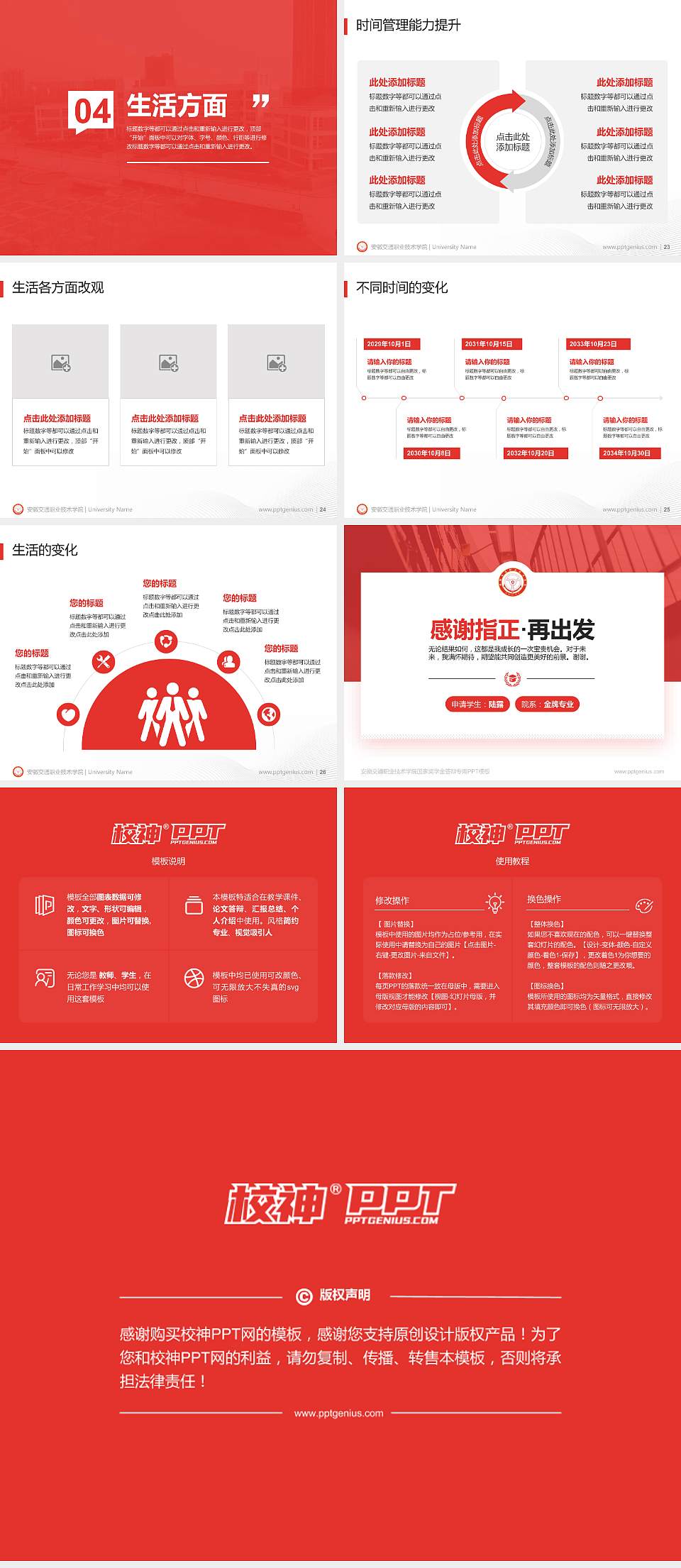 安徽交通职业技术学院专用国家奖学金答辩PPT模板4:3格式幻灯片预览图4