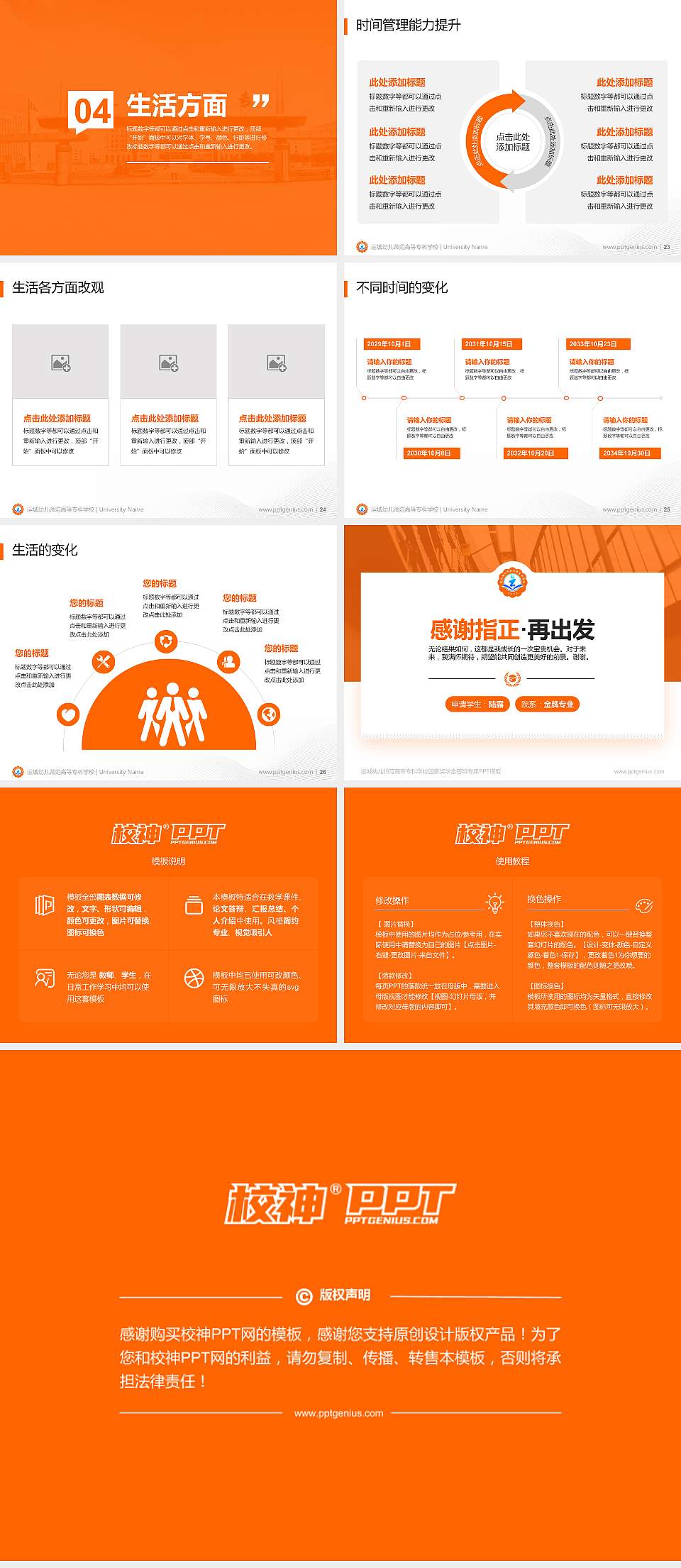 运城幼儿师范高等专科学校专用国家奖学金答辩PPT模板4:3格式幻灯片预览图4