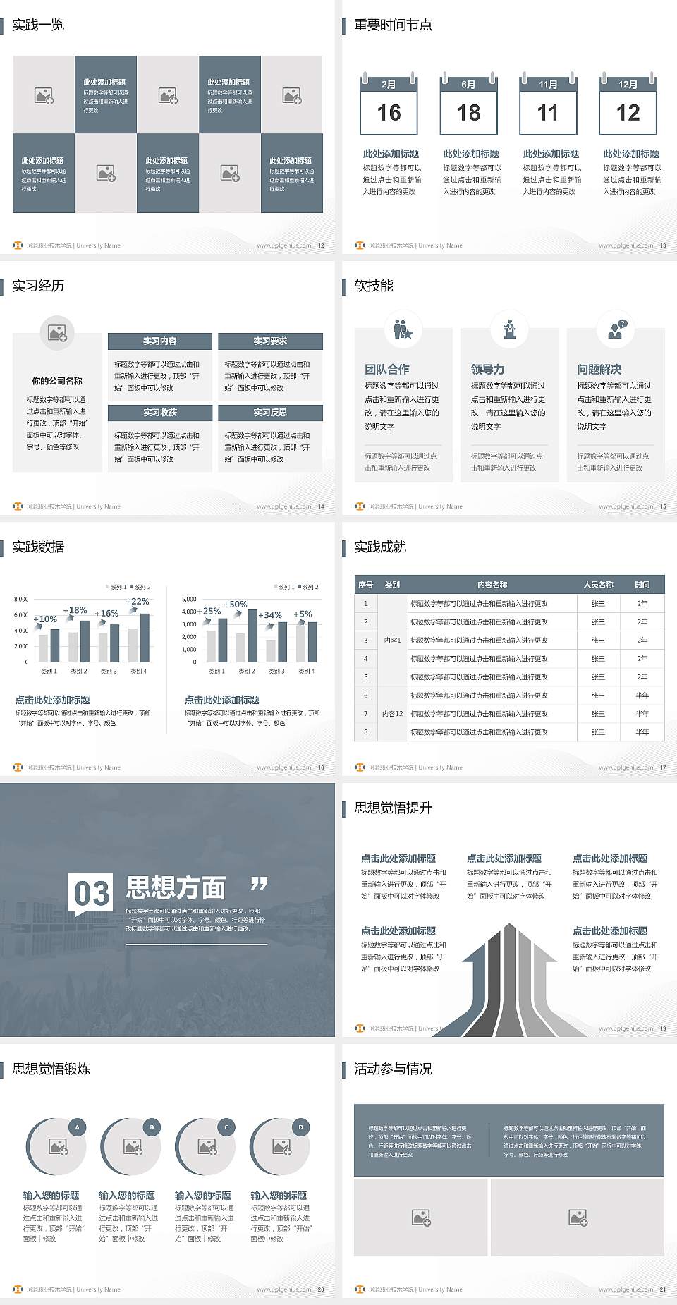 河源职业技术学院专用国家奖学金答辩PPT模板4:3格式幻灯片预览图3