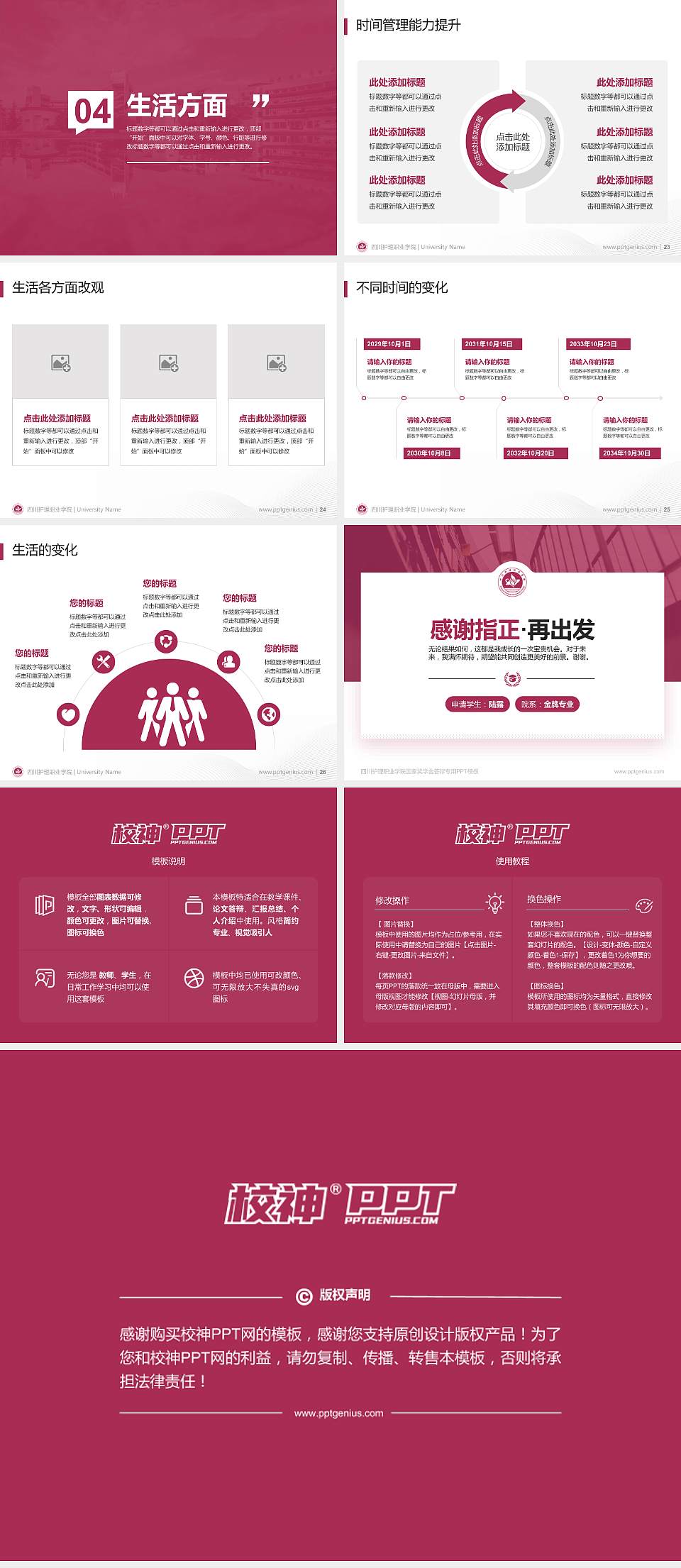 四川护理职业学院专用国家奖学金答辩PPT模板4:3格式幻灯片预览图4