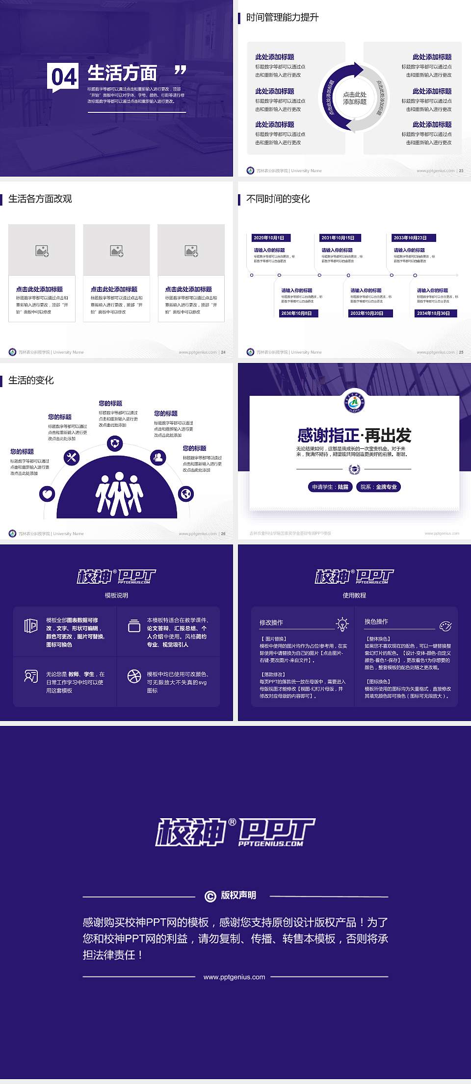 吉林农业科技学院专用国家奖学金答辩PPT模板4:3格式幻灯片预览图4