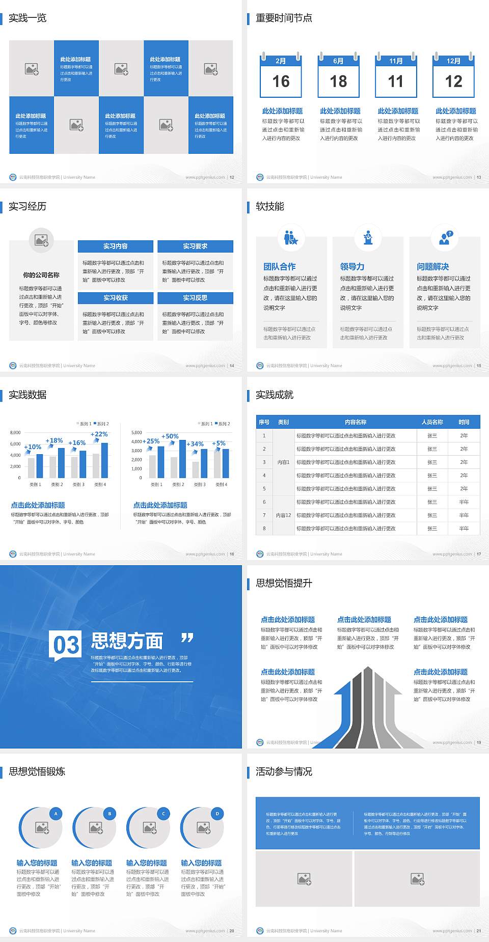 云南科技信息职业学院专用国家奖学金答辩PPT模板4:3格式幻灯片预览图3