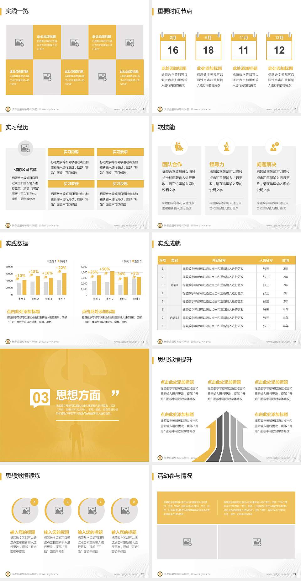 长春金融高等专科学校专用国家奖学金答辩PPT模板4:3格式幻灯片预览图3