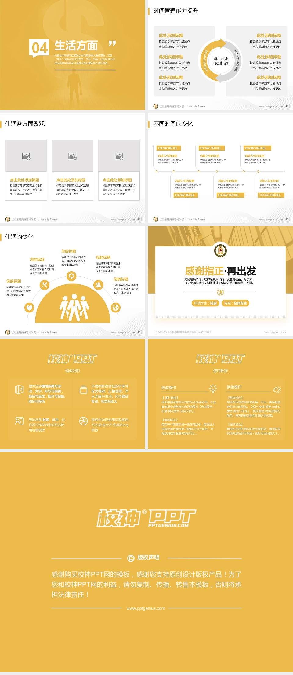 长春金融高等专科学校专用国家奖学金答辩PPT模板4:3格式幻灯片预览图4