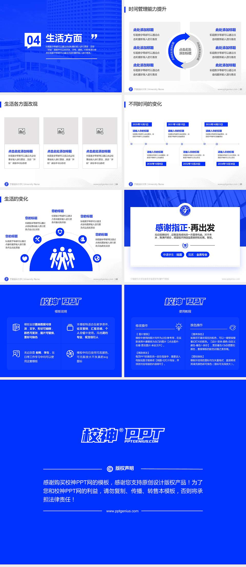 宁夏医科大学专用国家奖学金答辩PPT模板4:3格式幻灯片预览图4