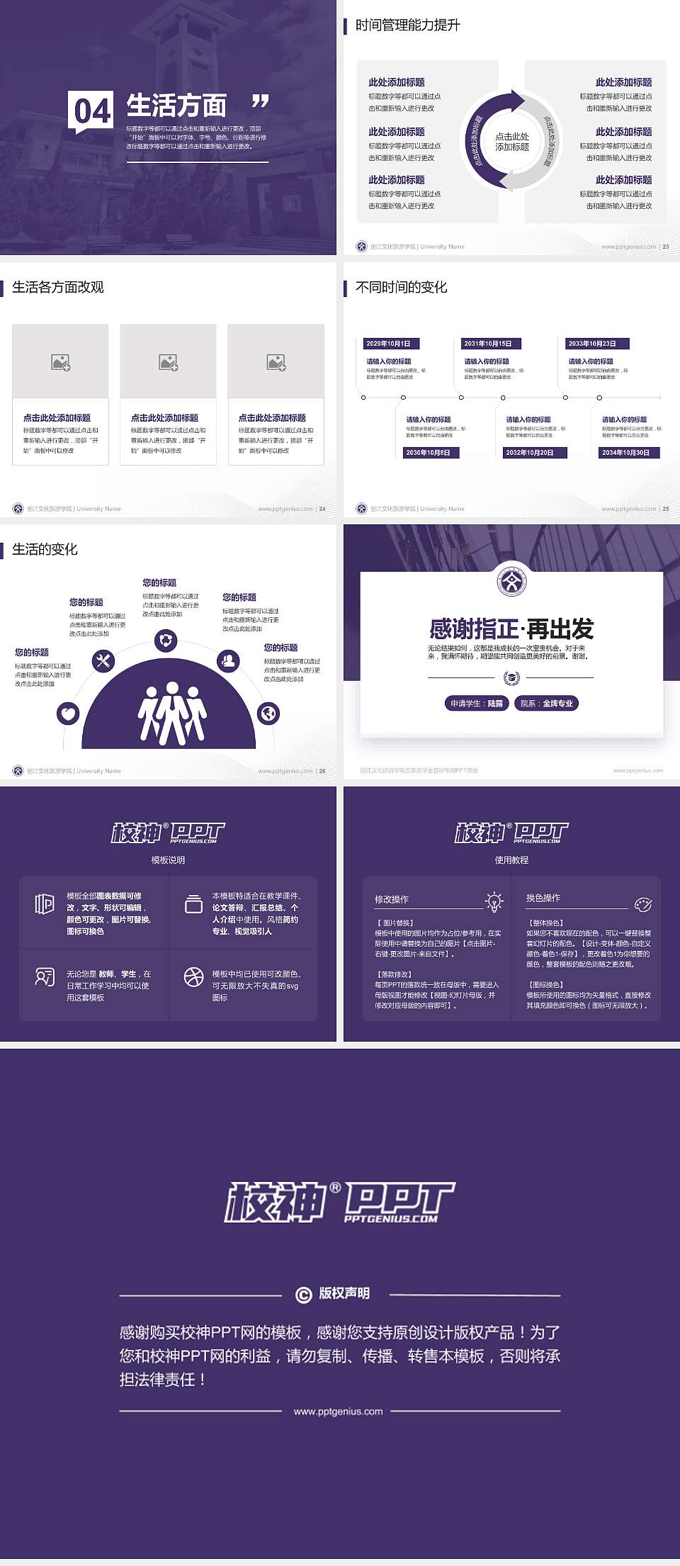 丽江文化旅游学院专用国家奖学金答辩PPT模板4:3格式幻灯片预览图4