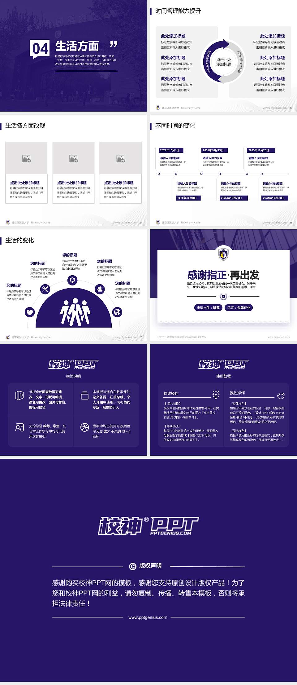 北京外国语大学专用国家奖学金答辩PPT模板4:3格式幻灯片预览图4