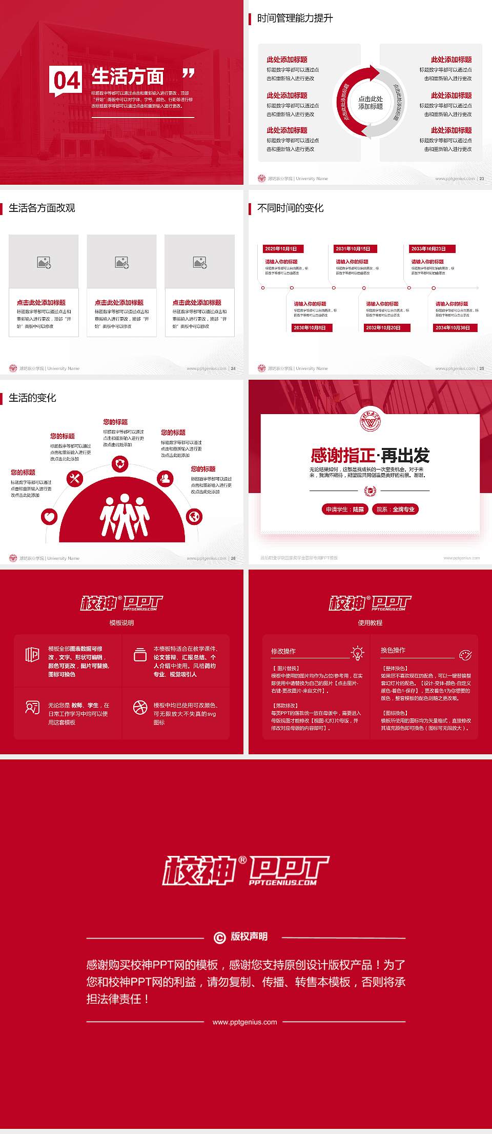 潍坊职业学院专用国家奖学金答辩PPT模板4:3格式幻灯片预览图4