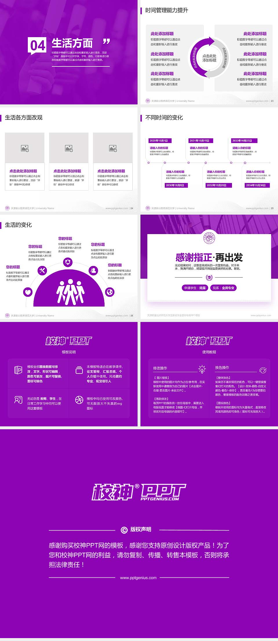 天津职业技术师范大学专用国家奖学金答辩PPT模板4:3格式幻灯片预览图4