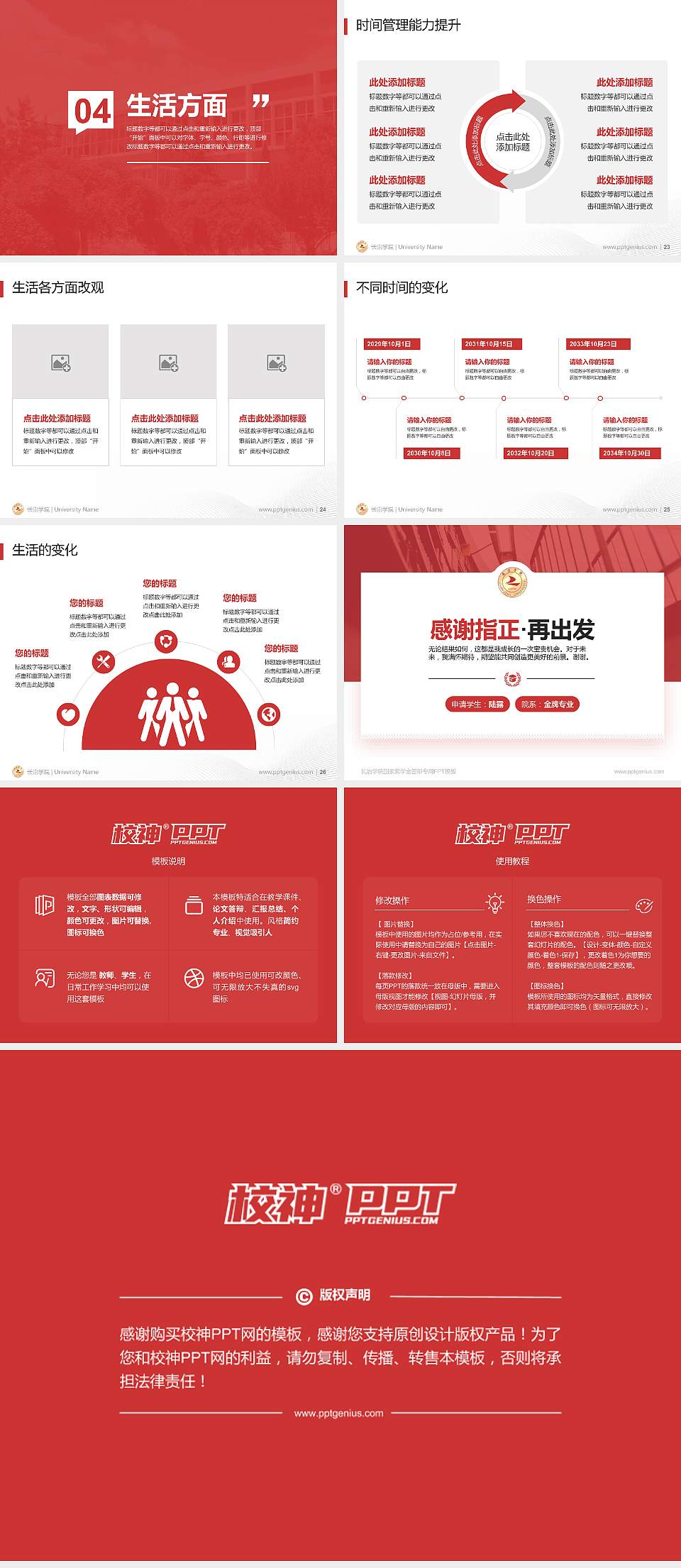 长治学院专用国家奖学金答辩PPT模板4:3格式幻灯片预览图4