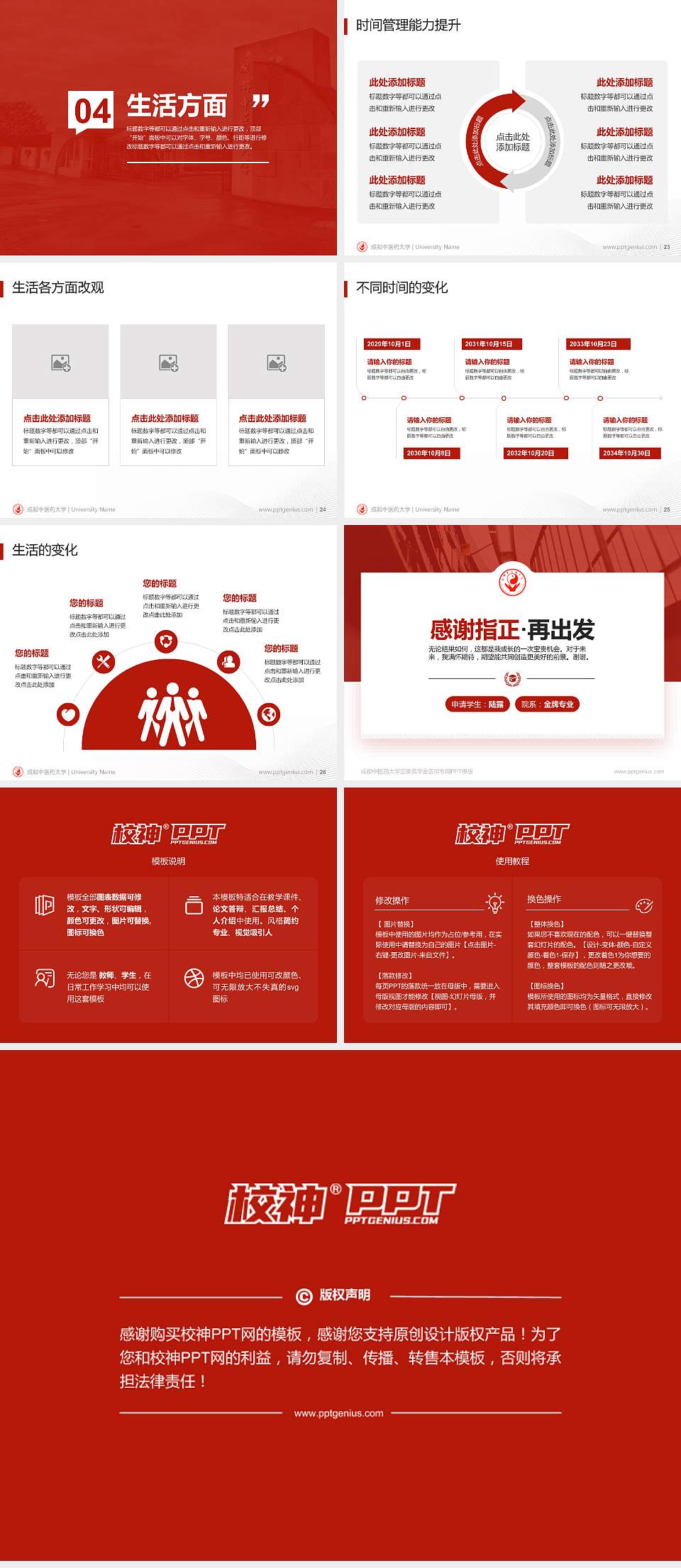 成都中医药大学专用国家奖学金答辩PPT模板4:3格式幻灯片预览图4