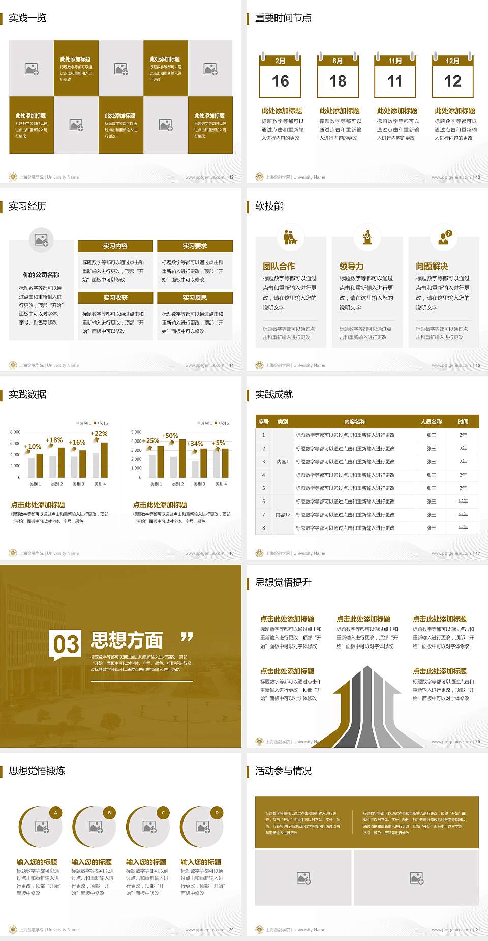 上海金融学院专用国家奖学金答辩PPT模板4:3格式幻灯片预览图3