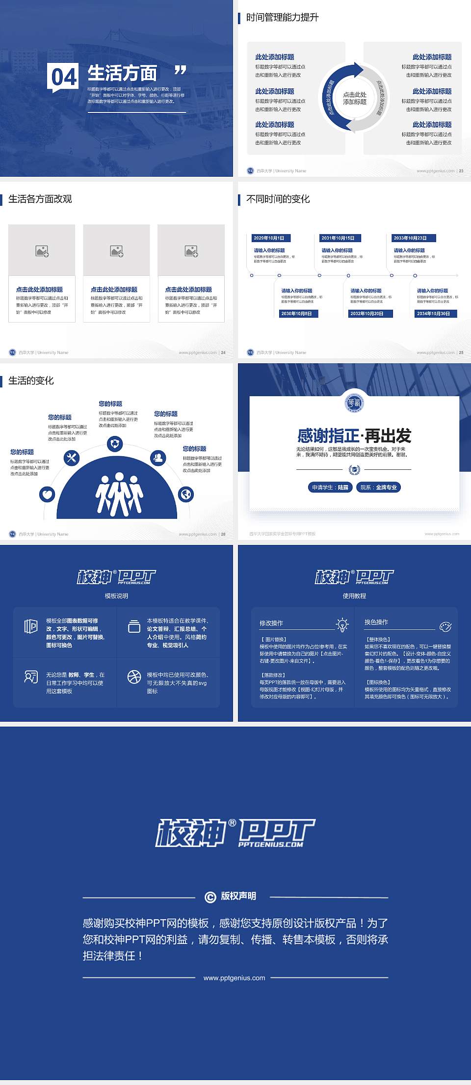 西华大学专用国家奖学金答辩PPT模板4:3格式幻灯片预览图4