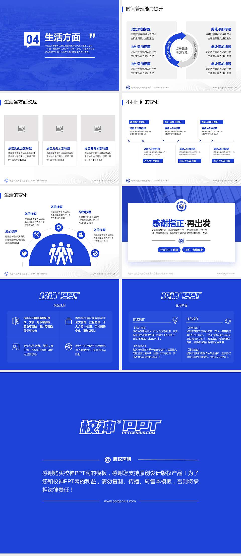 电子科技大学成都学院专用国家奖学金答辩PPT模板4:3格式幻灯片预览图4
