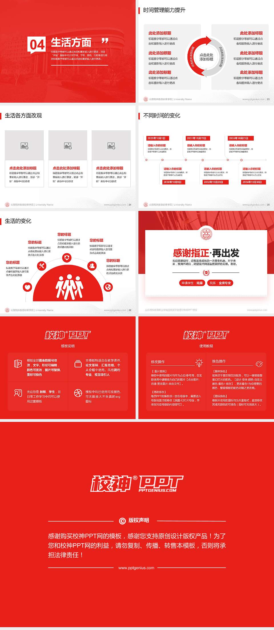 山东特殊教育职业学院专用国家奖学金答辩PPT模板4:3格式幻灯片预览图4