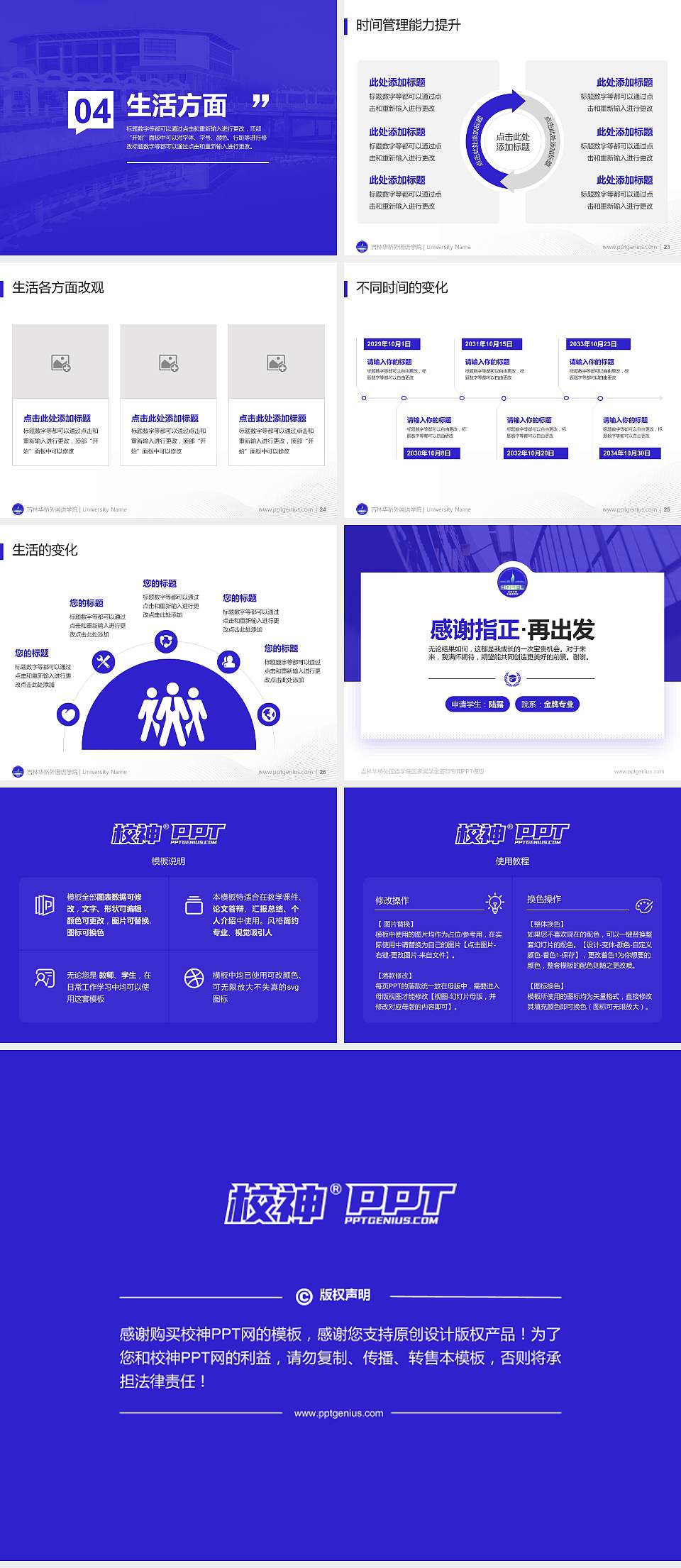 吉林华桥外国语学院专用国家奖学金答辩PPT模板4:3格式幻灯片预览图4