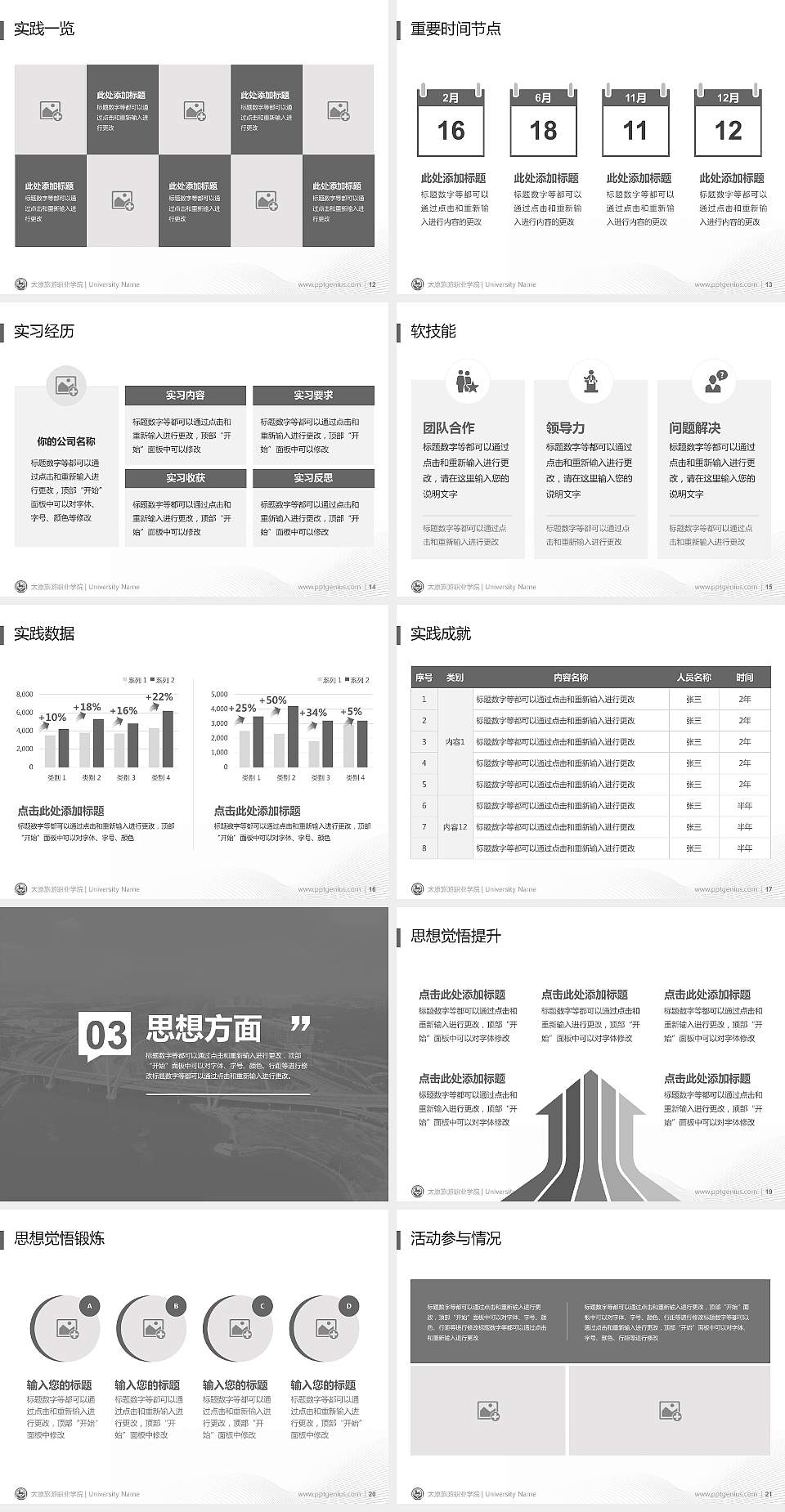 太原旅游职业学院专用国家奖学金答辩PPT模板4:3格式幻灯片预览图3