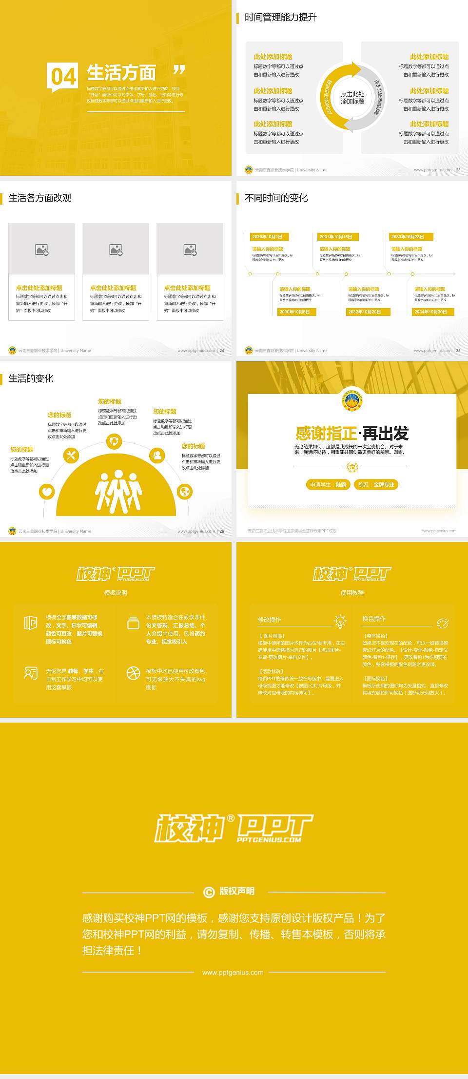 云南三鑫职业技术学院专用国家奖学金答辩PPT模板4:3格式幻灯片预览图4