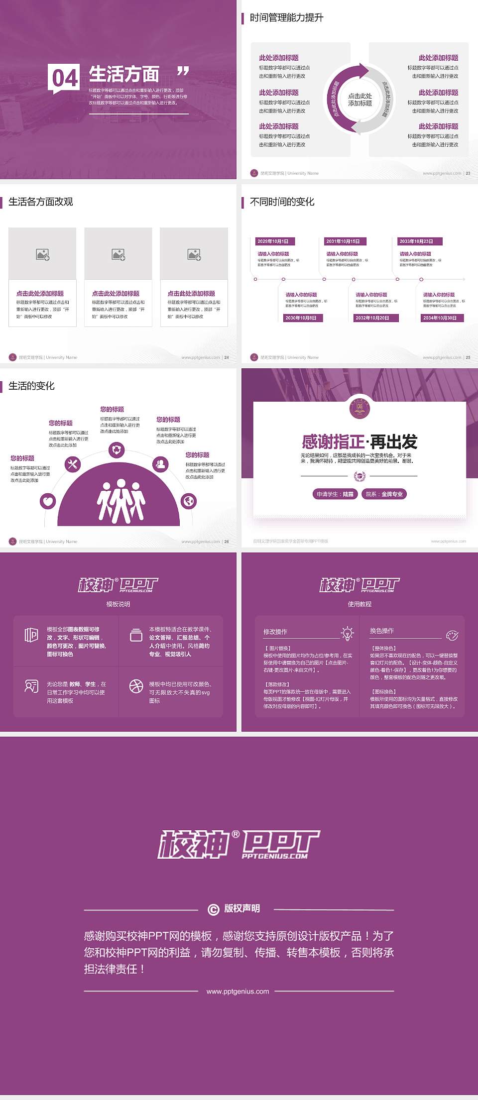 昆明文理学院专用国家奖学金答辩PPT模板4:3格式幻灯片预览图4