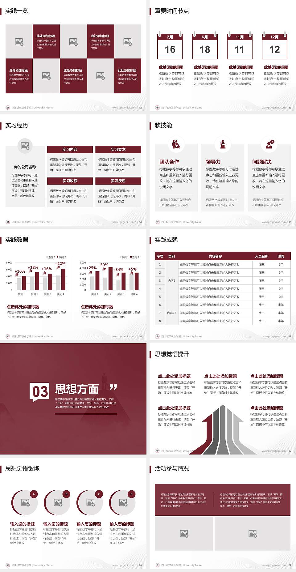 四川城市职业学院专用国家奖学金答辩PPT模板4:3格式幻灯片预览图3